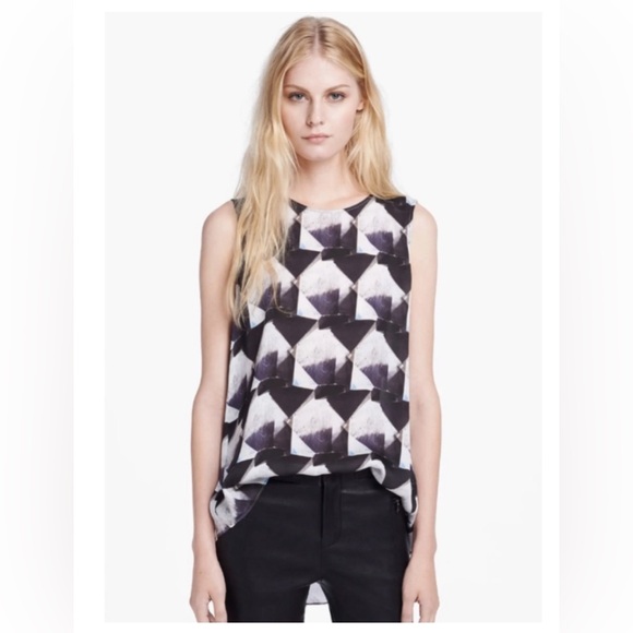 THEYSKENS’ THEORY • “Bolin Irock” Geometric Silk Tank Top - Picture 1 of 7